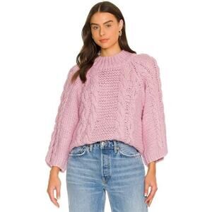 For Love & Lemons Pink Chunky Cable Knit Sweater NWT